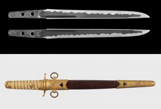 短刀 無銘(兼春) 旧大日本帝国海軍短剣拵入 / Tanto Mumei(Kaneharu) with Tanken Koshirae