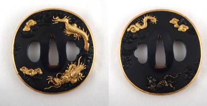 鐔 無銘 加賀金工 龍虎図 / Tsuba Mumei Kagakinko