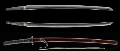刀 武州江戸住永国作之(金象嵌)寛文六年三月廿三日 山野加右衛門永久(花押)貳ッ胴截断 / Katana Bushu Edo jyu Nagakuni (Kinzogan)Two bodies cut at 1666 March 23th by Yamano kauemon Nagahisa